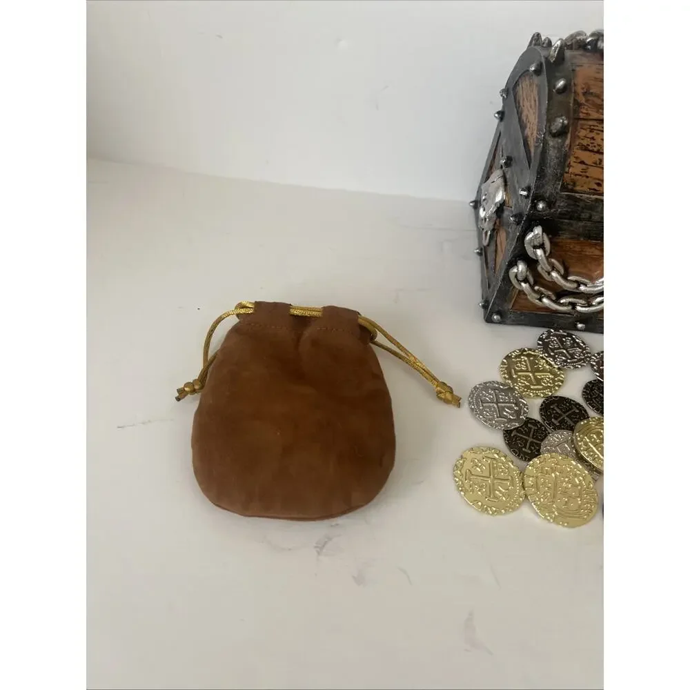 Nautical Pirate Skull Treasure Chest, Unique Trinket Box, 6 Inches. Coins Too!!